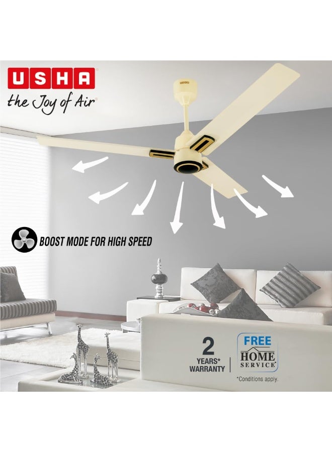 USHA AeroEdge Plus 1200mm BLDC Ceiling Fan with IR Remote | LED Indicator | BEE 5 Star Rated Energy Efficient | 100% Copper Motor | High Air Delivery 220CMM | 2 Year Warranty | (Ivory) - Image 3